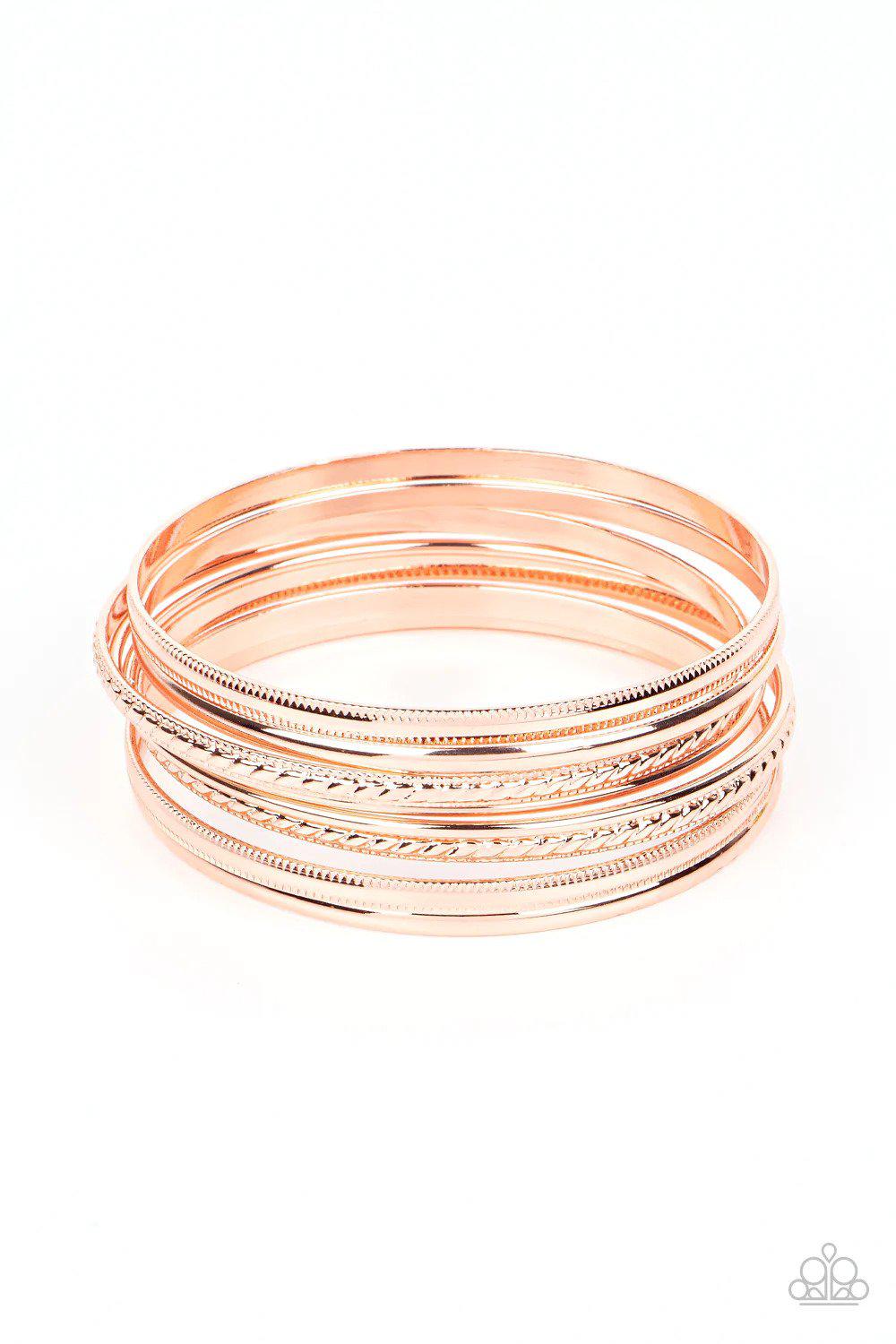 Stackable Shimmer Copper Bracelet - Paparazzi Accessories- lightbox - CarasShop.com - Paparazzi Jewelry by Cara Jewels