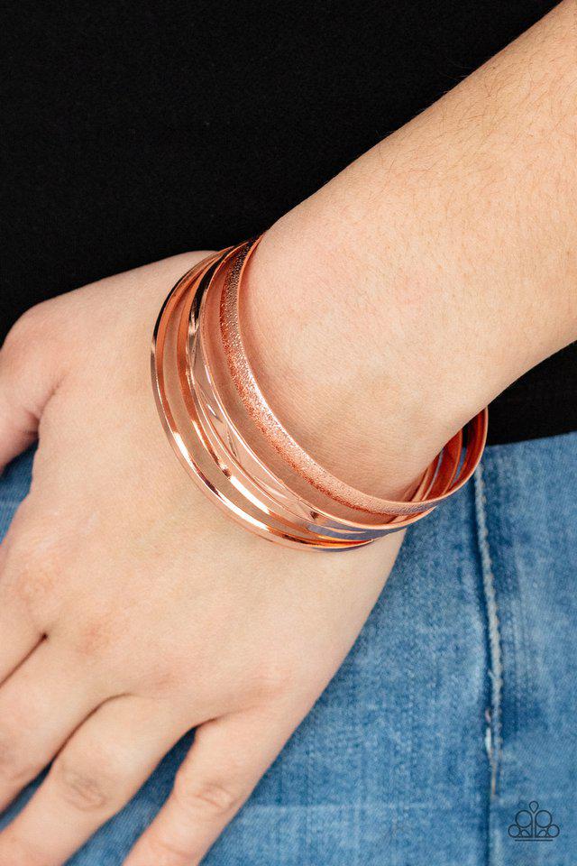Stackable Style Copper Bracelet - Paparazzi Accessories- on model - CarasShop.com - Paparazzi Jewelry by Cara Jewels