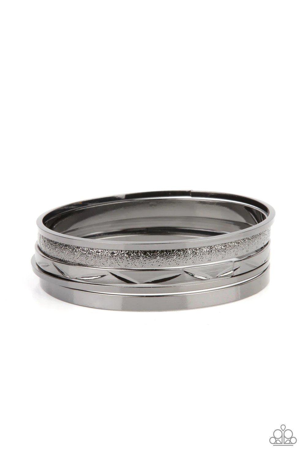 Stackable Style Gunmetal Black Bangle Bracelet Set - Paparazzi Accessories- lightbox - CarasShop.com - Paparazzi Jewelry by Cara Jewels