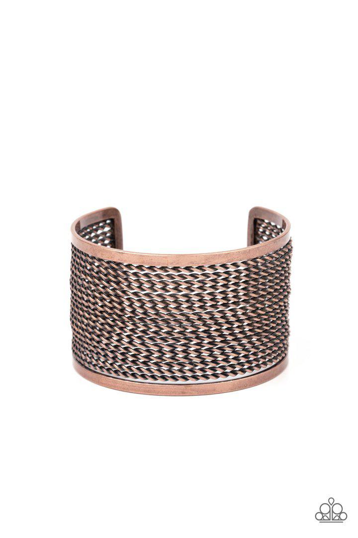 Stacked Sensation Copper Cuff Bracelet - Paparazzi Accessories- lightbox - CarasShop.com - Paparazzi Jewelry by Cara Jewels