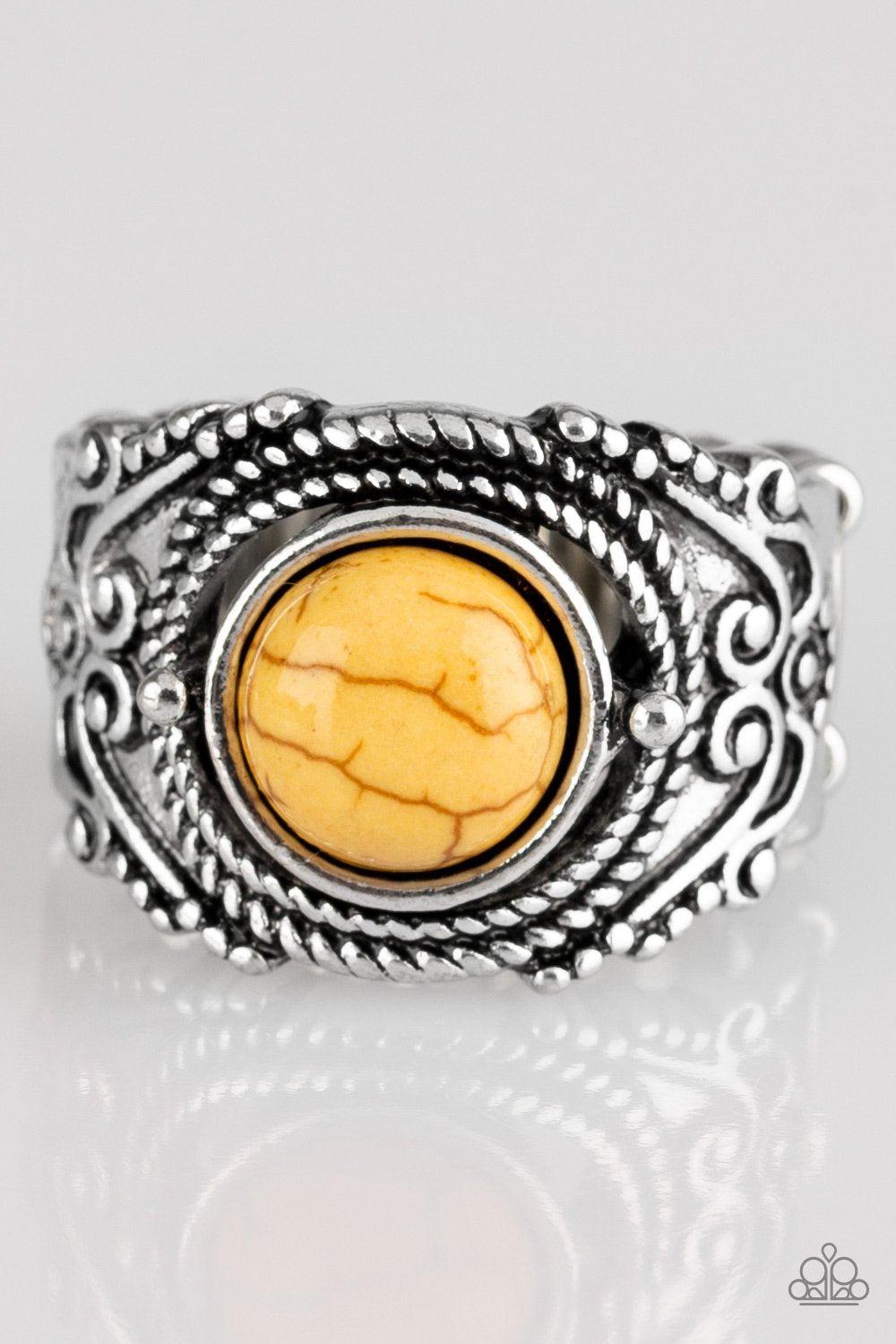 Stand Your Ground Yellow Stone Ring - Paparazzi Accessories- lightbox - CarasShop.com - Paparazzi Jewelry by Cara Jewels