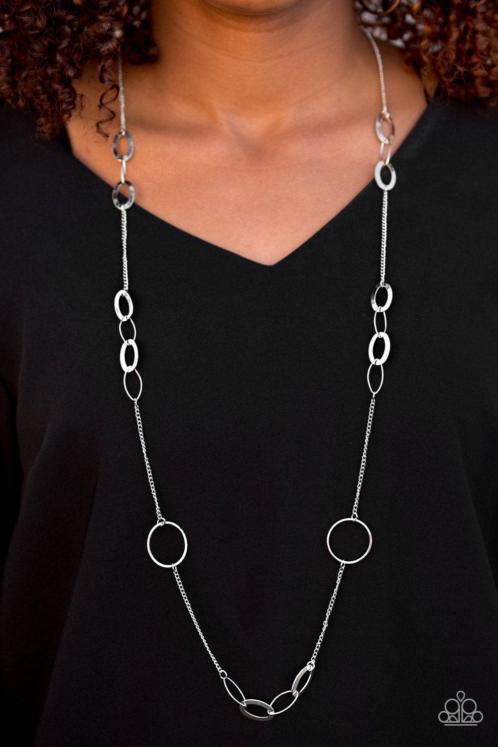 Standard Style Silver Necklace - Paparazzi Accessories- on model - CarasShop.com - Paparazzi Jewelry by Cara Jewels