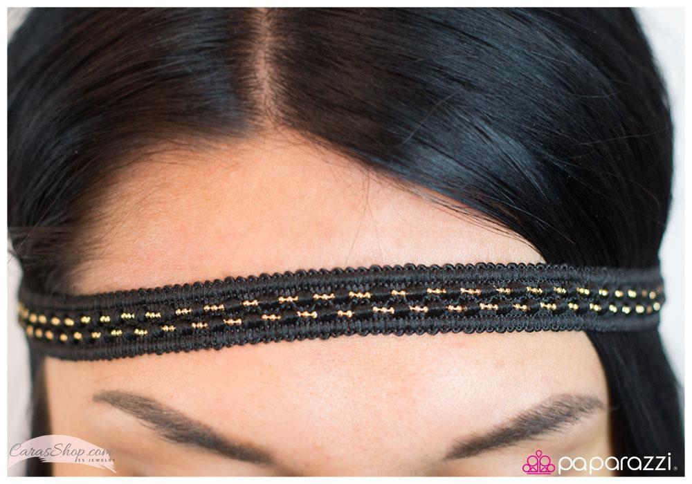 Star Child - Black and Gold Hippie Headband - Paparazzi Accessories- lightbox - CarasShop.com - Paparazzi Jewelry by Cara Jewels