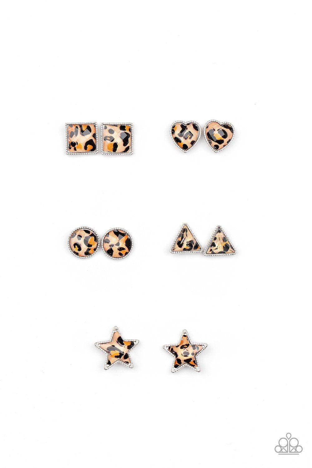 Starlet Shimmer Children's Cheetah Print Post Earrings - Paparazzi Accessories - Full set -CarasShop.com - Paparazzi Jewelry by Cara Jewels