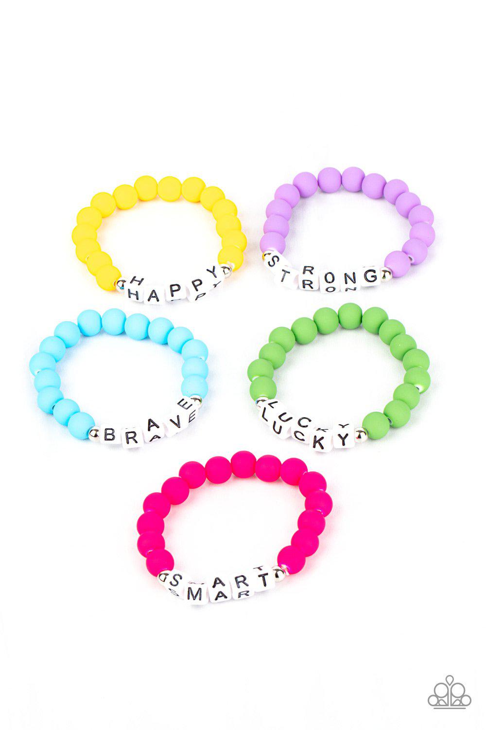 Starlet Shimmer Children's Colorful Inspirational Bracelets - Paparazzi Accessories (set of 5) - Full set -CarasShop.com - Paparazzi Jewelry by Cara Jewels