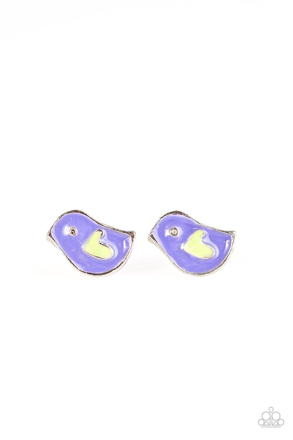Starlet Shimmer Children's Easter Chicks Post Earrings - Paparazzi Accessories (set of 5)- on model - CarasShop.com - Paparazzi Jewelry by Cara Jewels