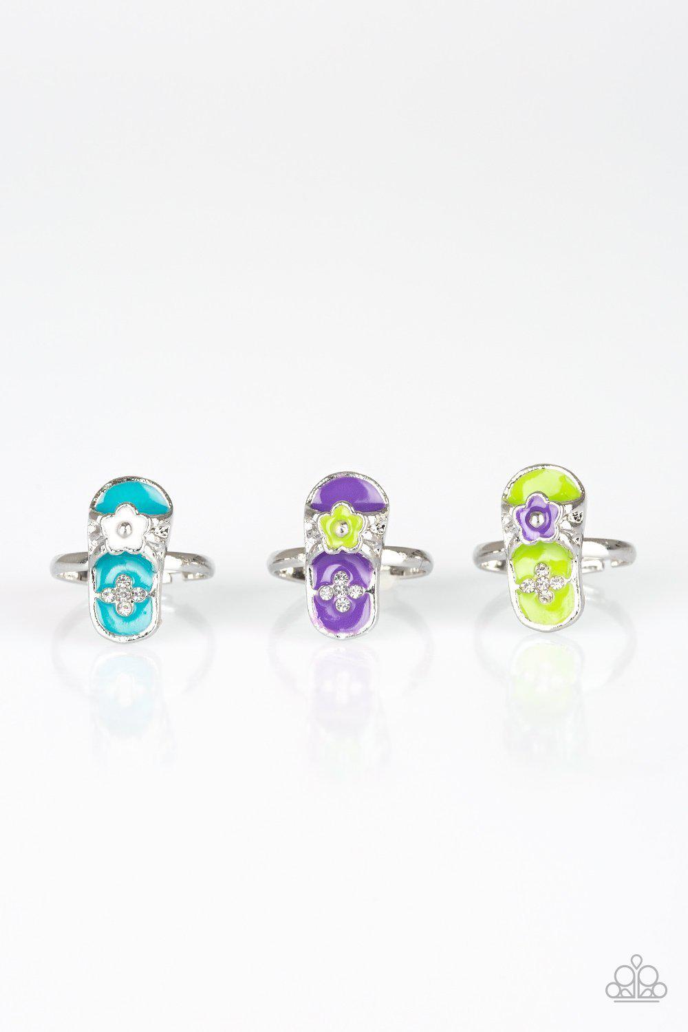 Starlet Shimmer Children's Flip Flop Rings - Paparazzi Accessories (set of 5) - Full set -CarasShop.com - Paparazzi Jewelry by Cara Jewels