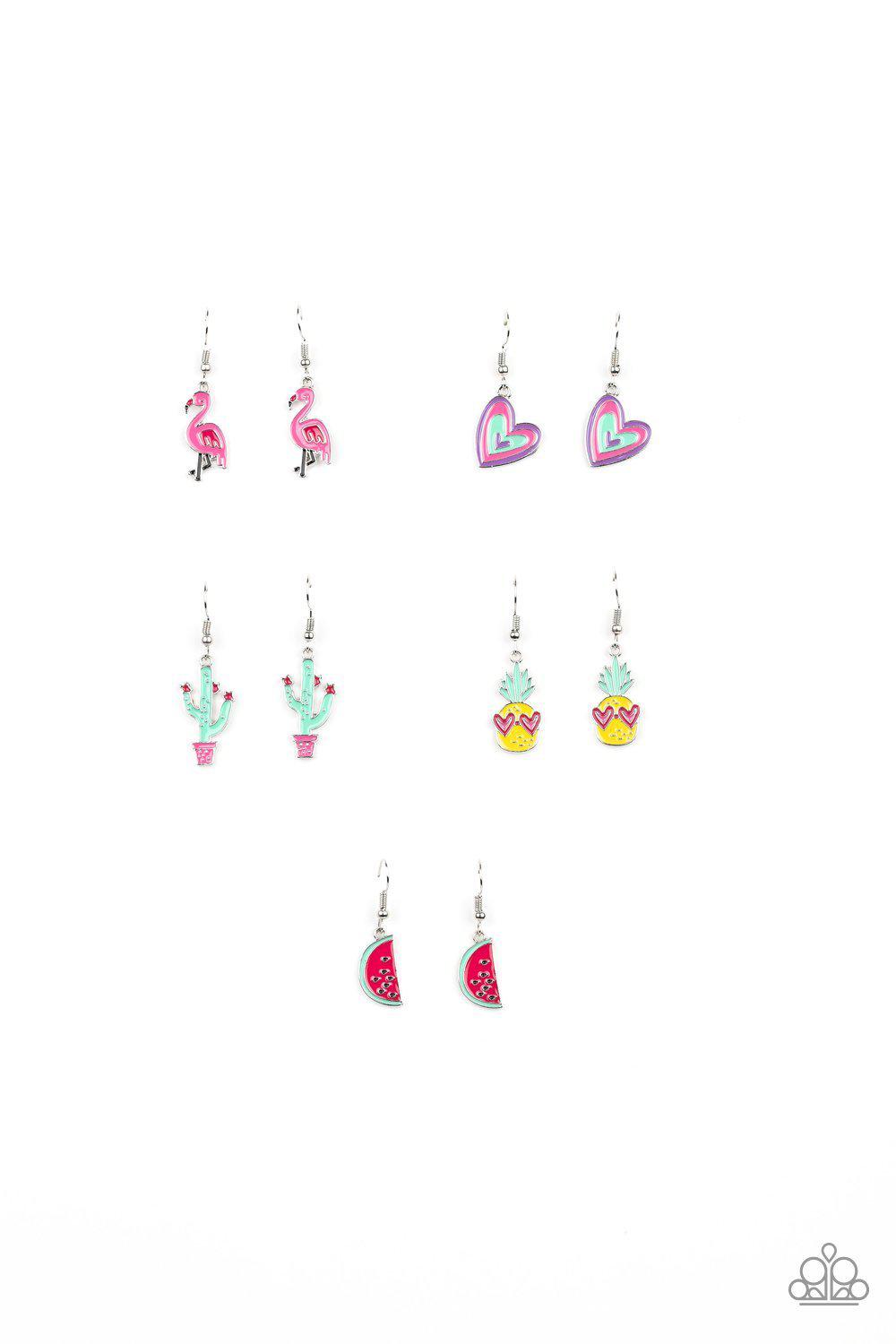 Starlet Shimmer Children's Funky Summer Earrings - Paparazzi Accessories (set of 5 pairs) - Full set -CarasShop.com - Paparazzi Jewelry by Cara Jewels