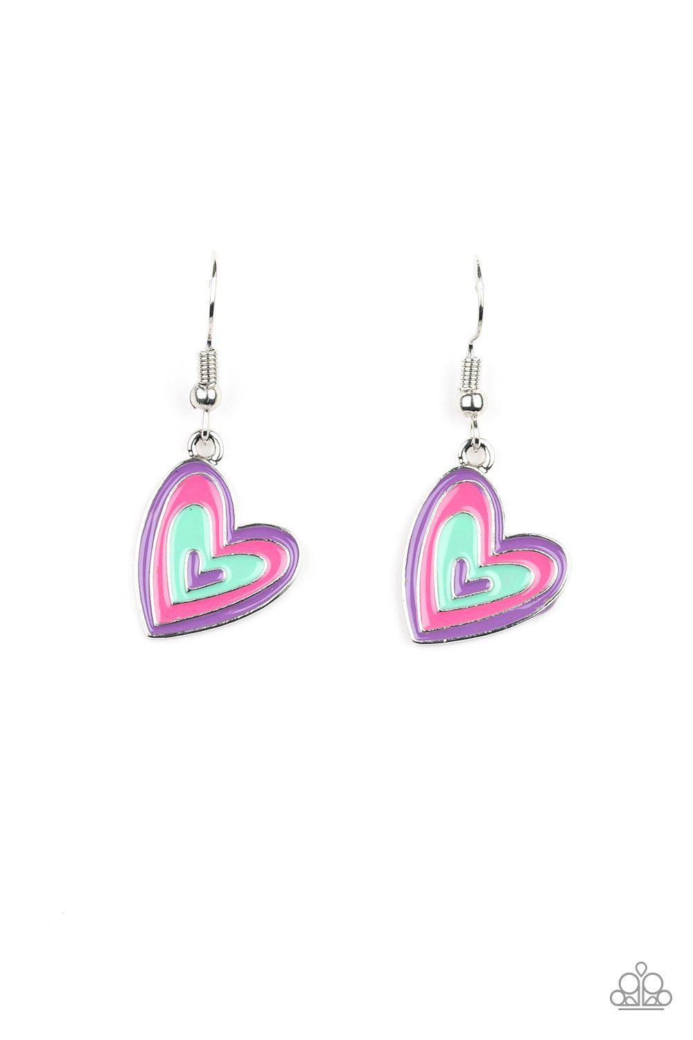 Starlet Shimmer Children's Funky Summer Earrings - Paparazzi Accessories (set of 5 pairs)- on model - CarasShop.com - Paparazzi Jewelry by Cara Jewels