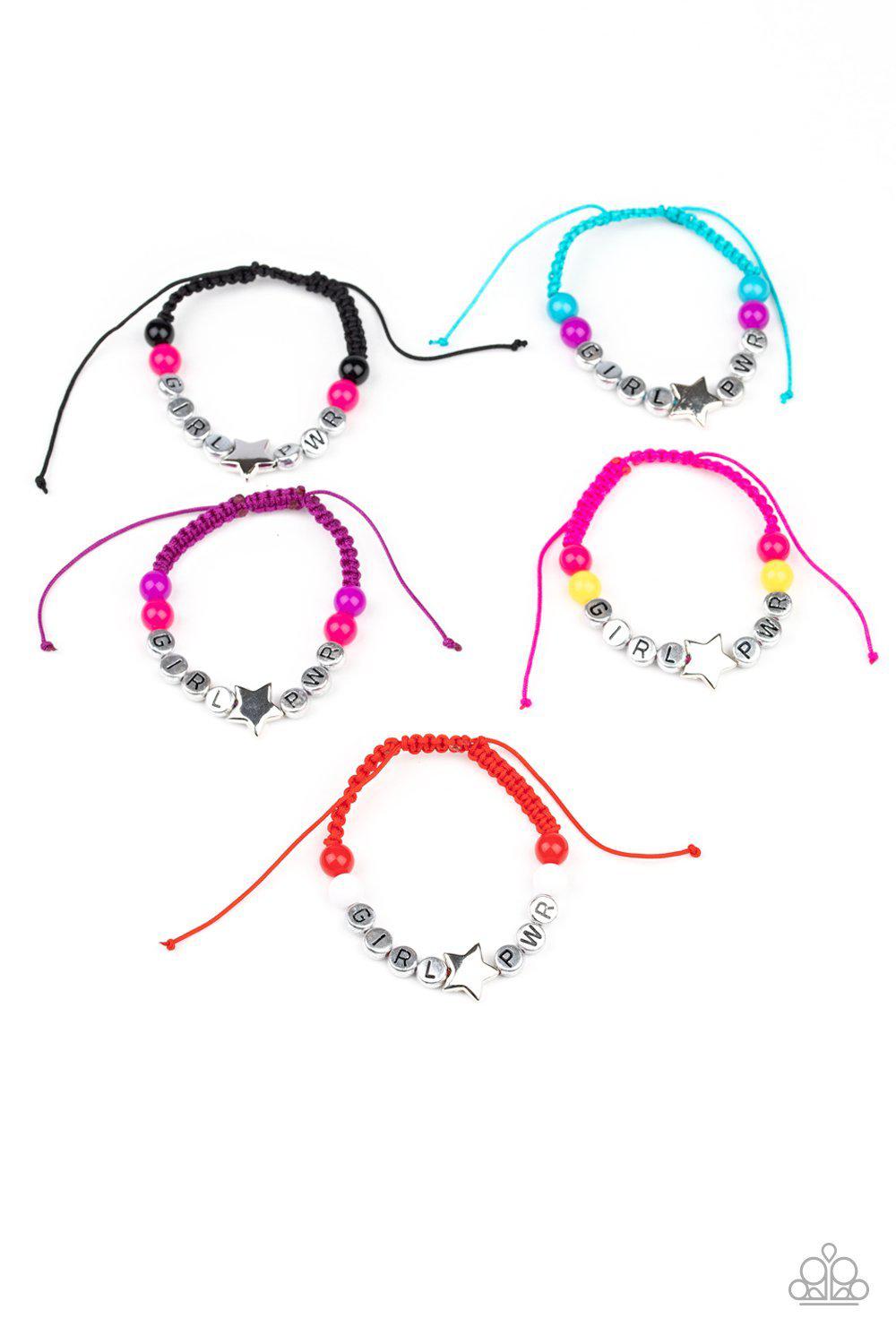 Starlet Shimmer Children's "Girl PWR" Bracelets - Paparazzi Accessories (set of 5) - Full set -CarasShop.com - Paparazzi Jewelry by Cara Jewels