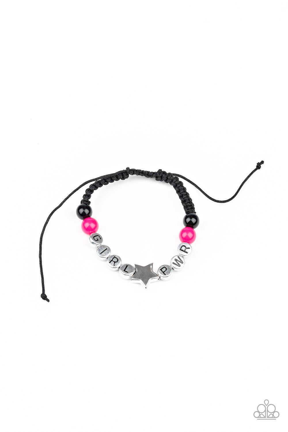 Starlet Shimmer Children's "Girl PWR" Bracelets - Paparazzi Accessories (set of 5)- on model - CarasShop.com - Paparazzi Jewelry by Cara Jewels