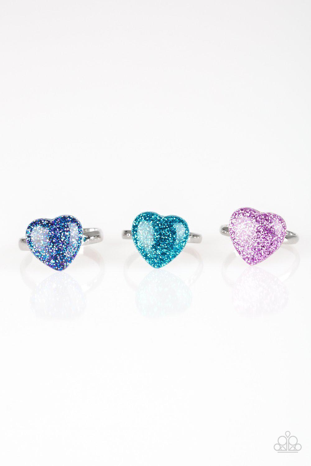 Starlet Shimmer Children's Glitter Heart Rings - Paparazzi Accessories (set of 5) - Full set -CarasShop.com - Paparazzi Jewelry by Cara Jewels