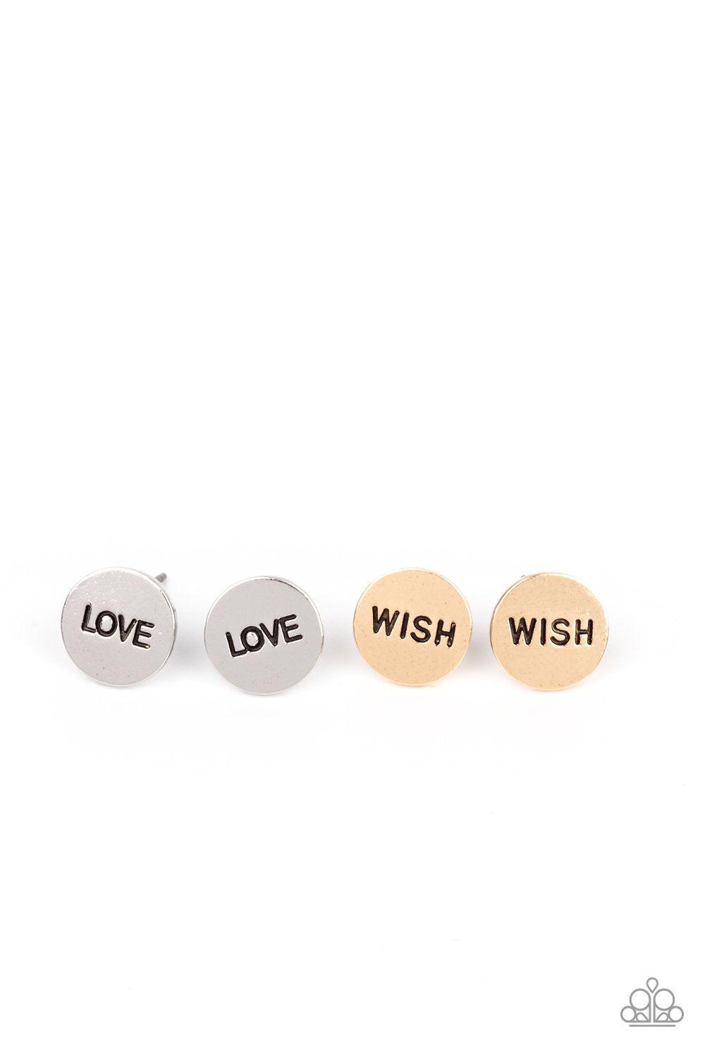 Starlet Shimmer Children's Gold and Silver Inspirational Post Earrings - Paparazzi Accessories (set of 10 pairs) - Full set -CarasShop.com - Paparazzi Jewelry by Cara Jewels
