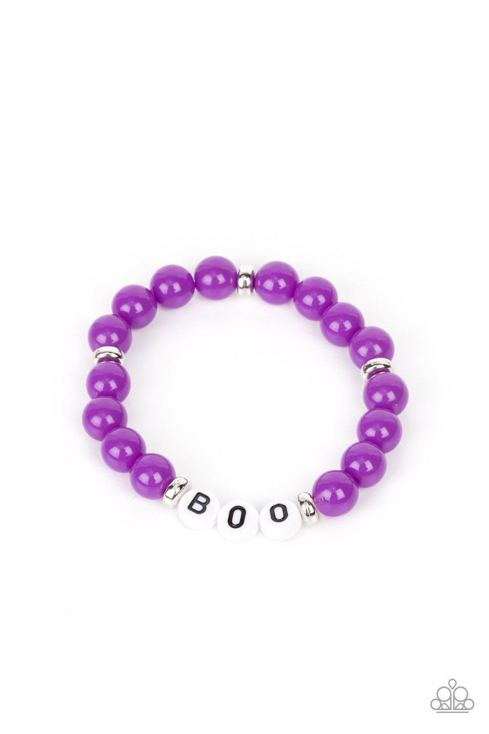 Starlet Shimmer Children's Halloween BOO Bracelets - Paparazzi Accessories (set of 5)- on model - CarasShop.com - Paparazzi Jewelry by Cara Jewels