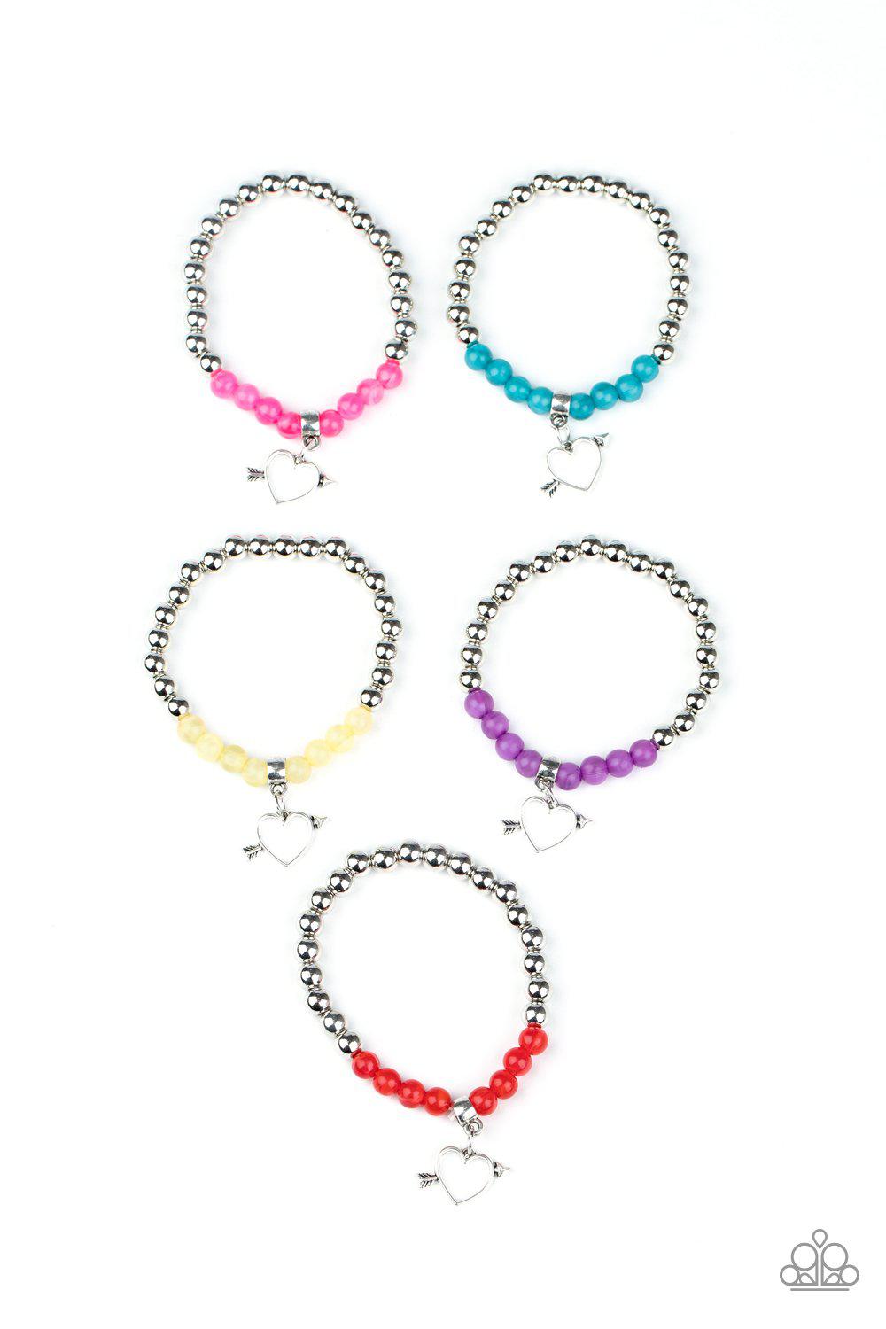 Starlet Shimmer Children's Heart Charm Bracelets - Paparazzi Accessories (set of 5) - Full set -CarasShop.com - Paparazzi Jewelry by Cara Jewels