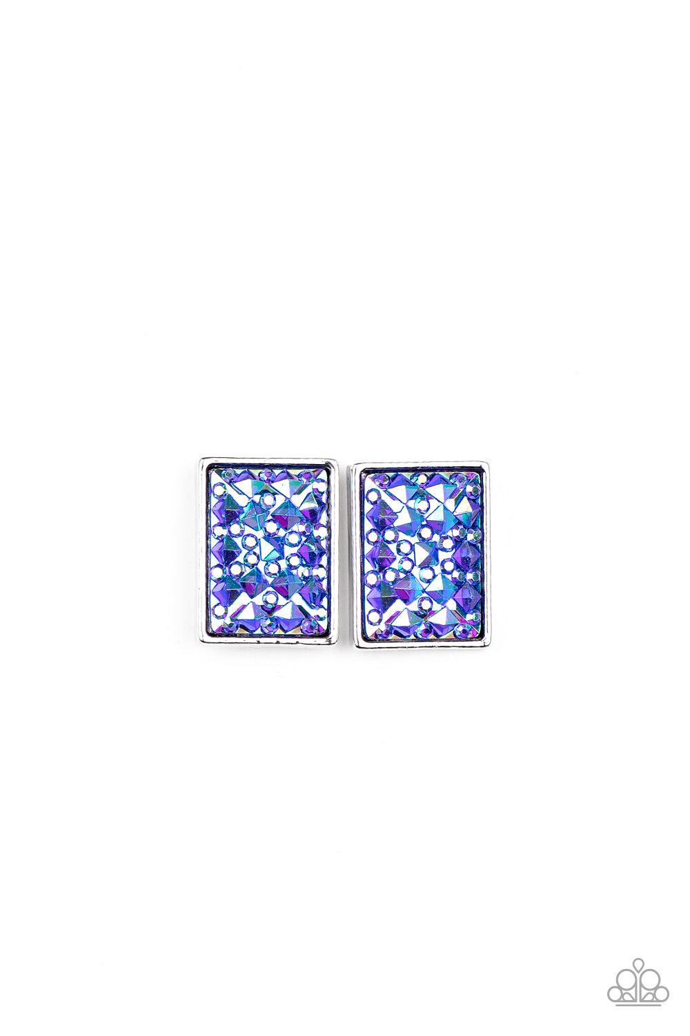 Starlet Shimmer Children's Iridescent Shape Post Earrings - Paparazzi Accessories- on model - CarasShop.com - Paparazzi Jewelry by Cara Jewels