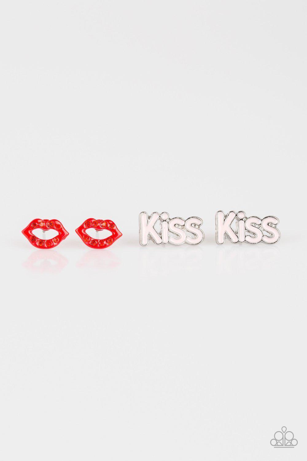 Starlet Shimmer Children's KISS & Lips Post Earrings - Paparazzi Accessories (set of 5) - Full set -CarasShop.com - Paparazzi Jewelry by Cara Jewels