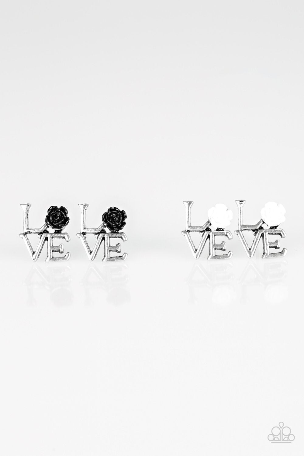 Starlet Shimmer Children's LOVE Rose Post Earrings - Paparazzi Accessories (set of 5) - Full set -CarasShop.com - Paparazzi Jewelry by Cara Jewels