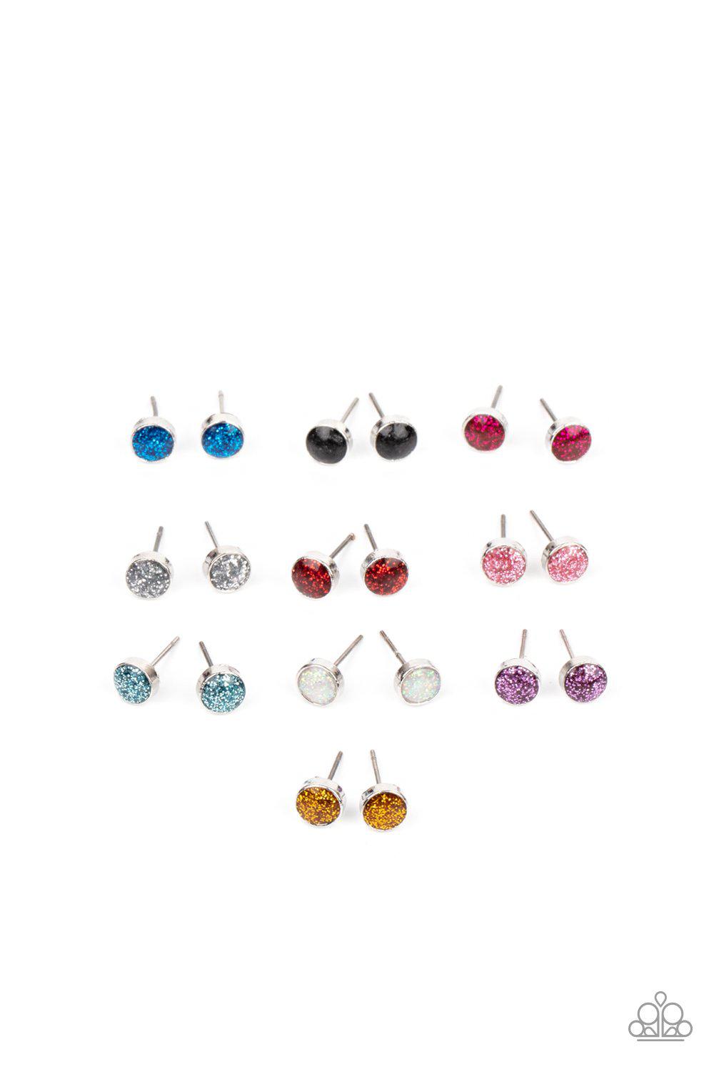 Starlet Shimmer Children's Multi-color Glittery Rhinestone Post Earrings - Paparazzi Accessories (set of 10 pairs) - Full set -CarasShop.com - Paparazzi Jewelry by Cara Jewels