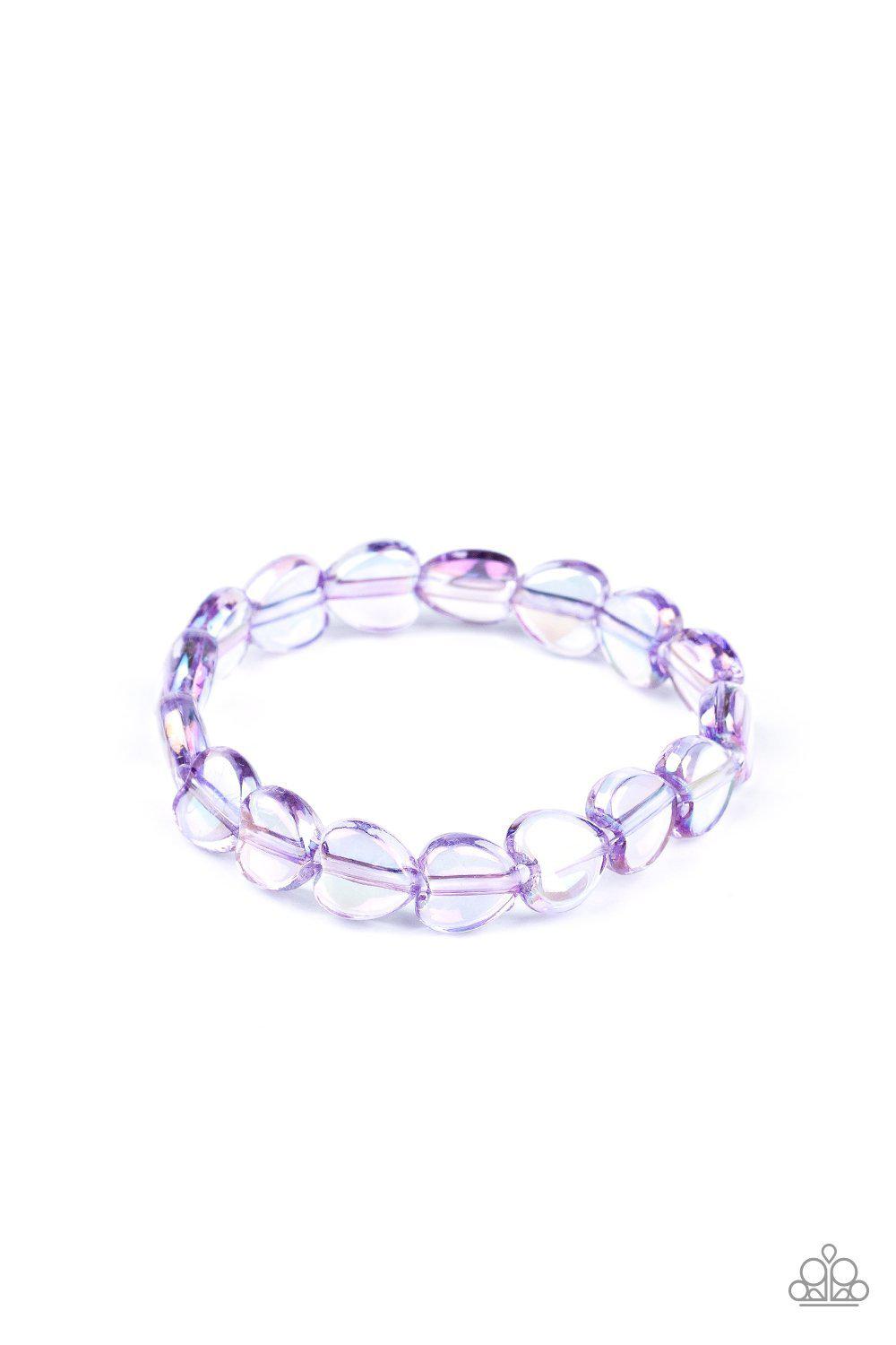 Starlet Shimmer Children's Pink Purple and Blue Heart Bracelets - Paparazzi Accessories (set of 5) - Full set -CarasShop.com - Paparazzi Jewelry by Cara Jewels