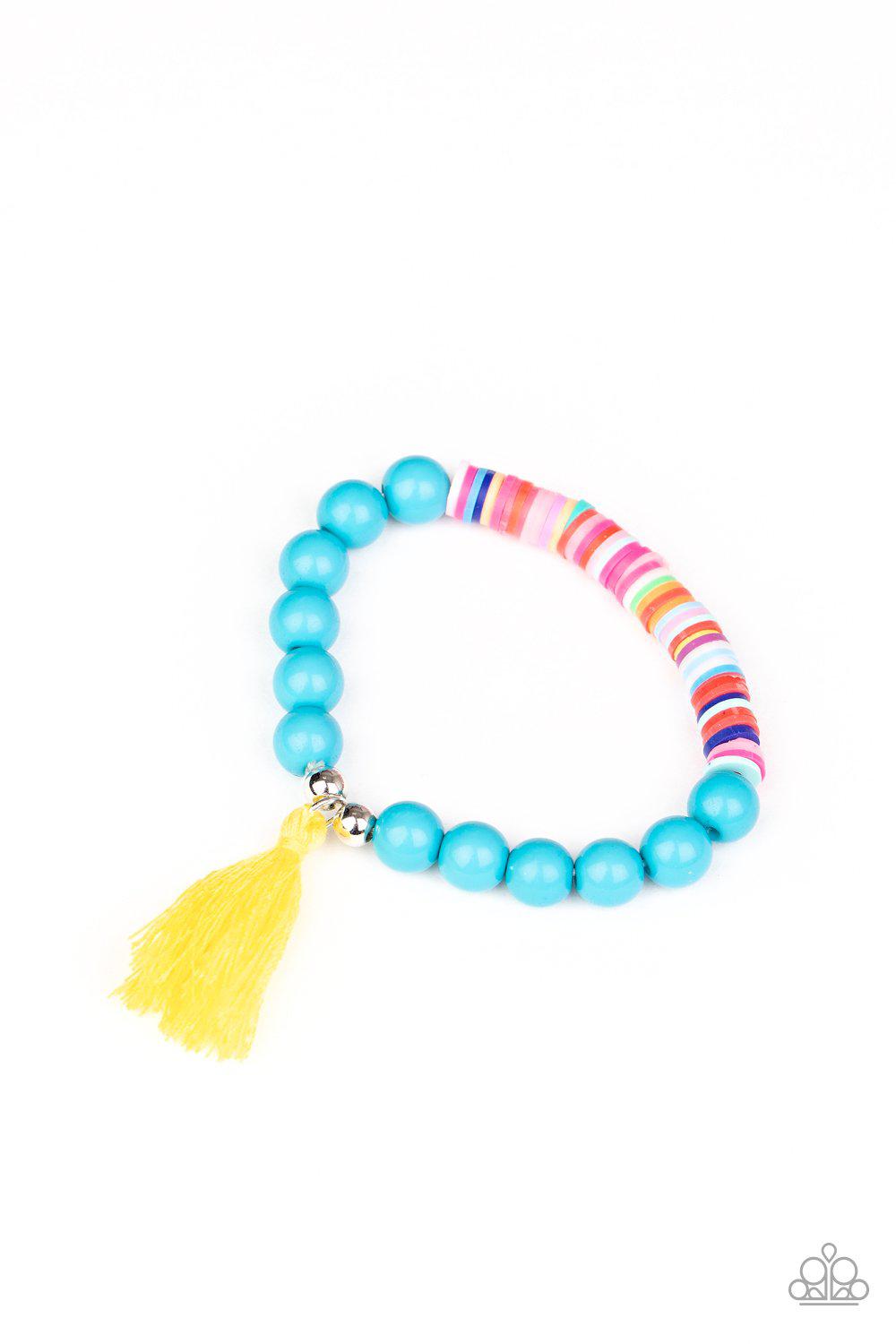 Starlet Shimmer Children's Pink, Yellow and Blue Tassel Bracelets - Paparazzi Accessories (set of 5) - Full set -CarasShop.com - Paparazzi Jewelry by Cara Jewels