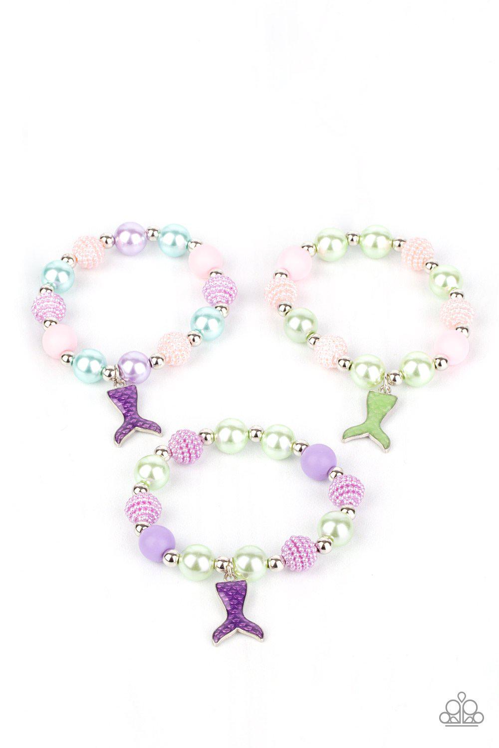 Starlet Shimmer Children's Purple and Green Mermaid Tail Bracelets - Paparazzi Accessories (set of 5) - Full set -CarasShop.com - Paparazzi Jewelry by Cara Jewels