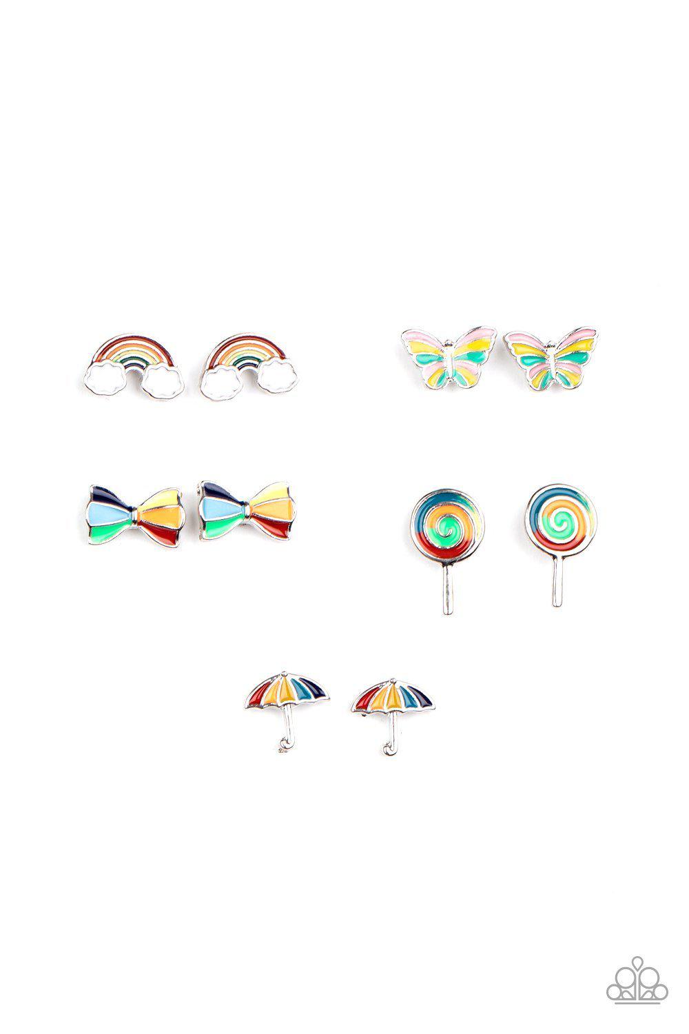 Starlet Shimmer Children's Rainbow Colored Post Earrings - Paparazzi Accessories (set of 5) - Full set -CarasShop.com - Paparazzi Jewelry by Cara Jewels