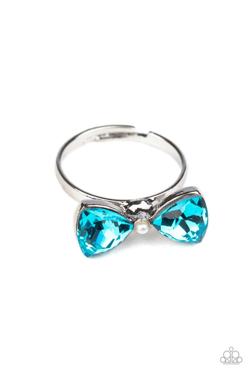 Starlet Shimmer Children's Rhinestone Bow Rings - Paparazzi Accessories- on model - CarasShop.com - Paparazzi Jewelry by Cara Jewels