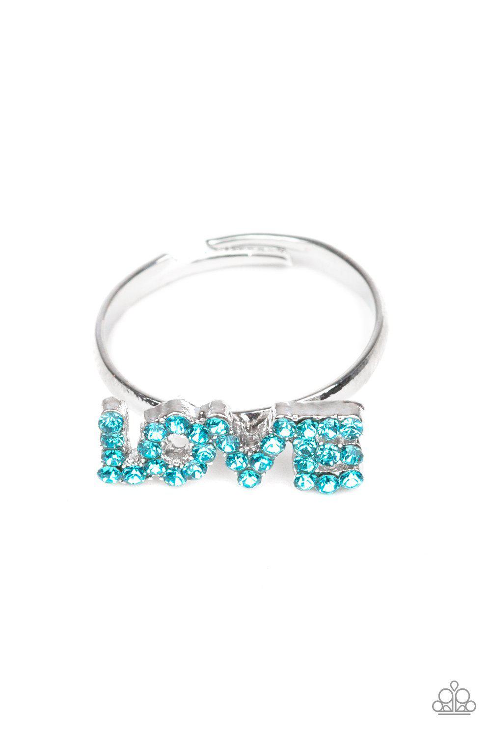 Starlet Shimmer Children's Rhinestone LOVE Rings - Paparazzi Accessories (set of 5) - Full set -CarasShop.com - Paparazzi Jewelry by Cara Jewels