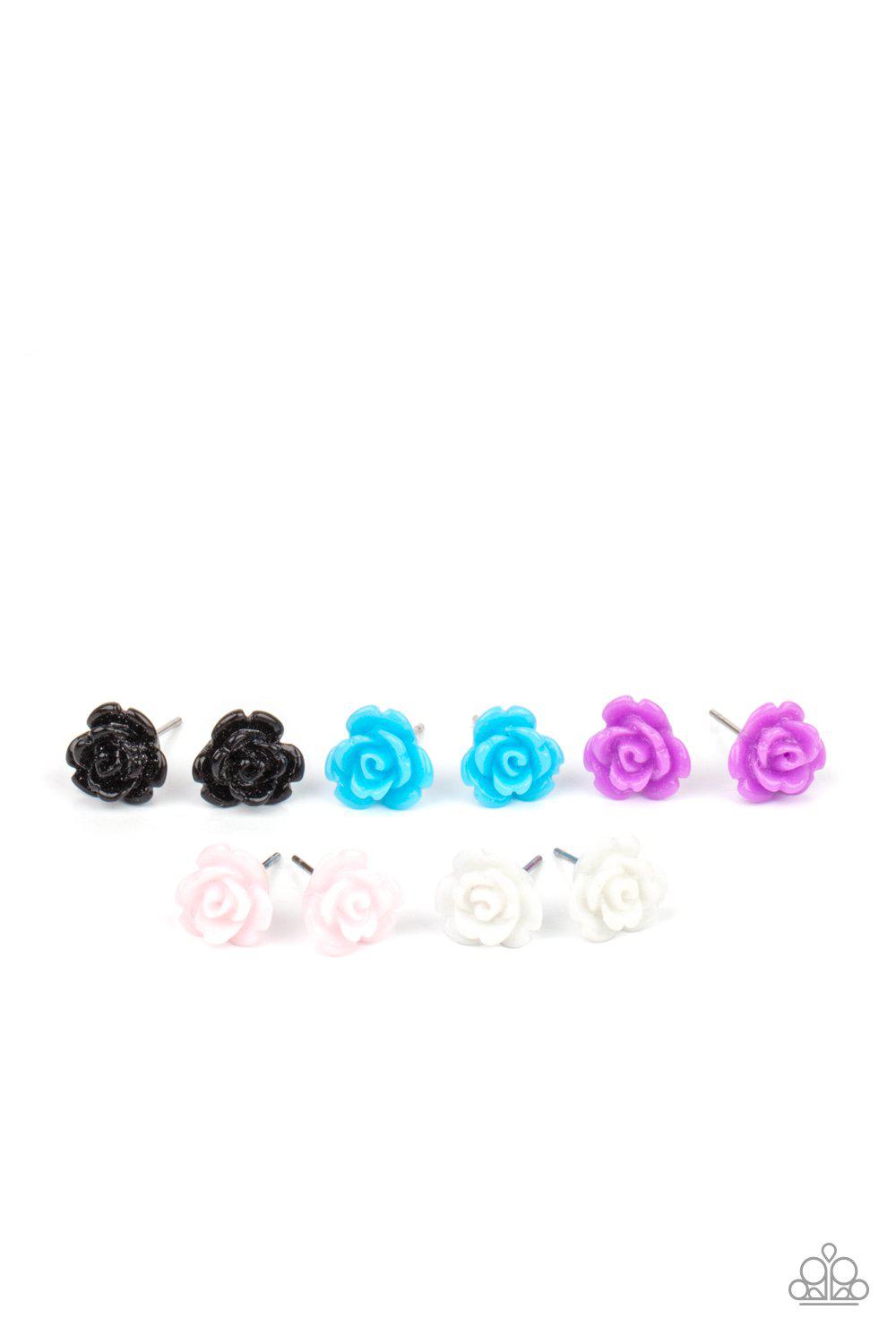 Starlet Shimmer Children's Rose Flower Post Earrings - Paparazzi Accessories (set of 5 pairs) - Full set -CarasShop.com - Paparazzi Jewelry by Cara Jewels