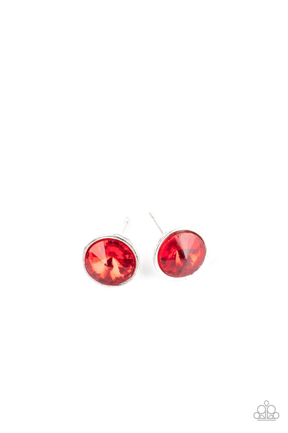 Starlet Shimmer Children's Round Gem Post Earrings - Paparazzi Accessories- on model - CarasShop.com - Paparazzi Jewelry by Cara Jewels