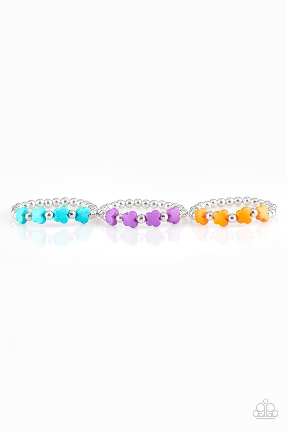Starlet Shimmer Children's Silver and Butterfly Bracelets - Paparazzi Accessories (set of 5) - Full set -CarasShop.com - Paparazzi Jewelry by Cara Jewels