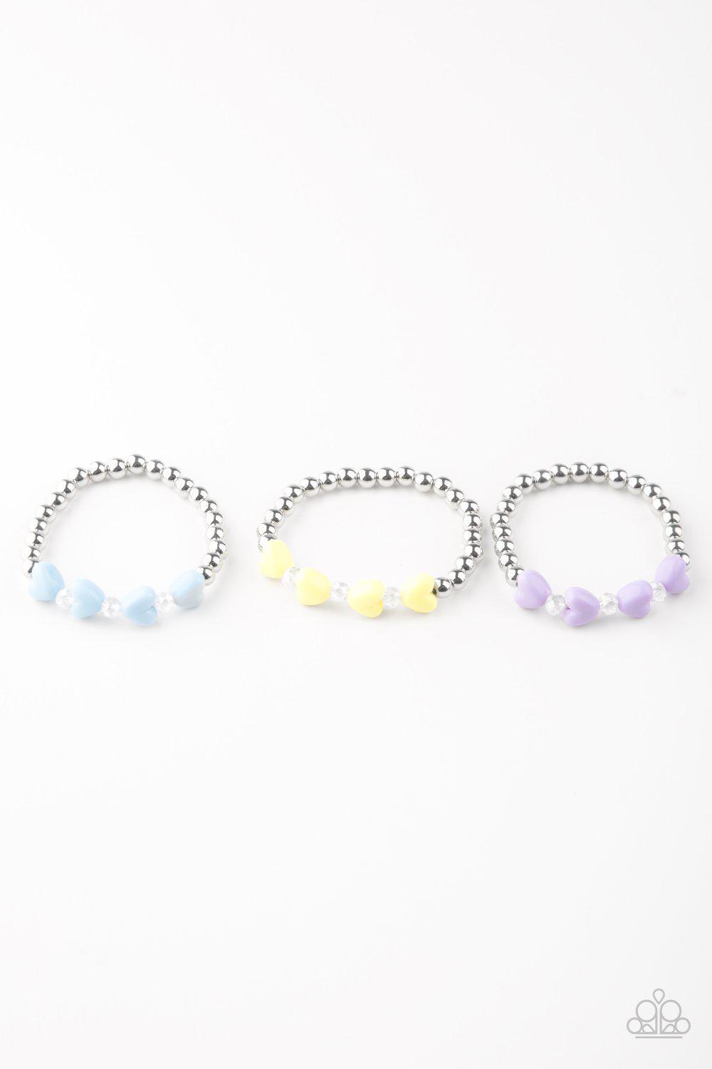 Starlet Shimmer Children's Silver and Heart Bracelets - Paparazzi Accessories (set of 5) - Full set -CarasShop.com - Paparazzi Jewelry by Cara Jewels
