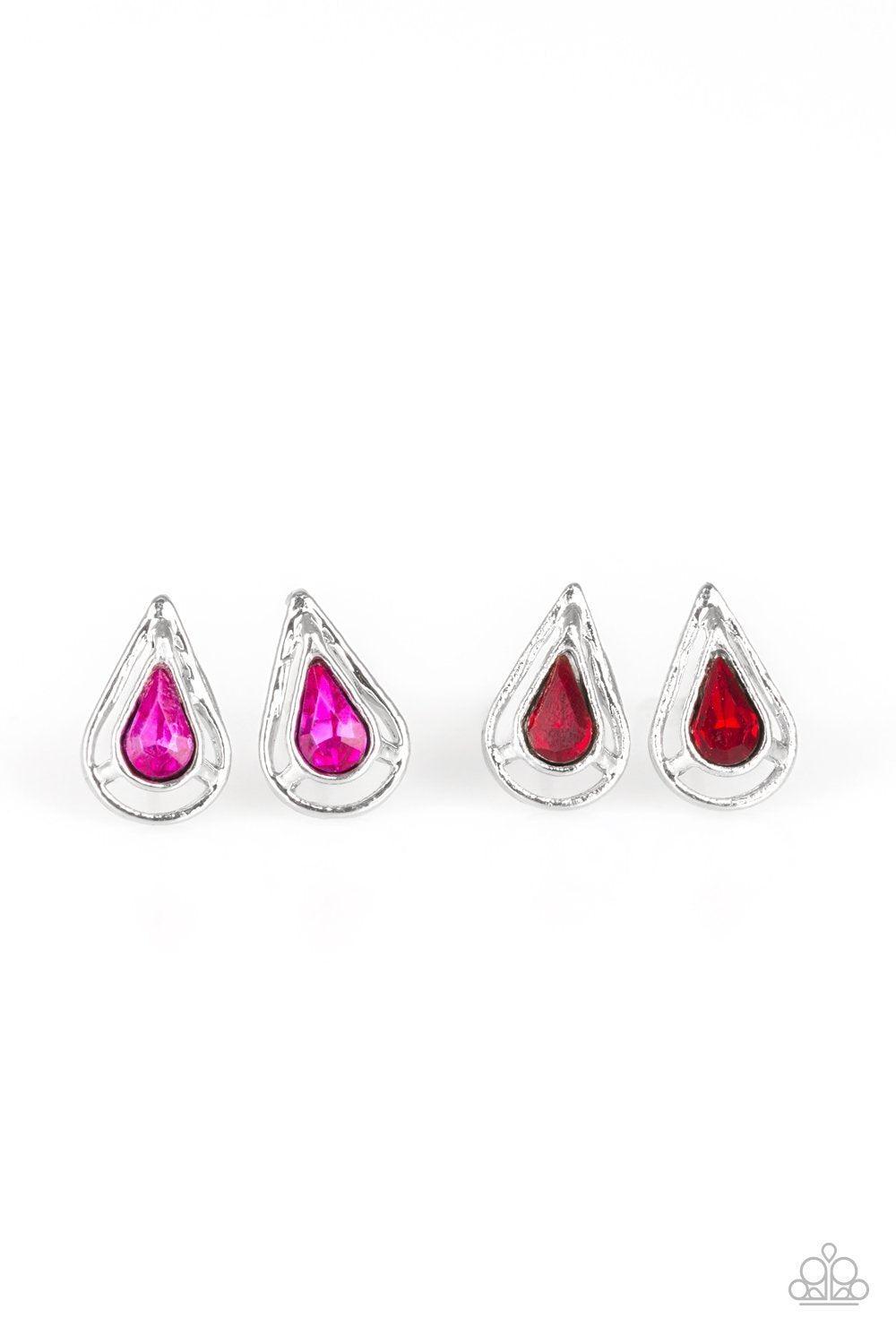 Starlet Shimmer Children's Teardrop Gem Post Earrings - Paparazzi Accessories (set of 5) - Full set -CarasShop.com - Paparazzi Jewelry by Cara Jewels