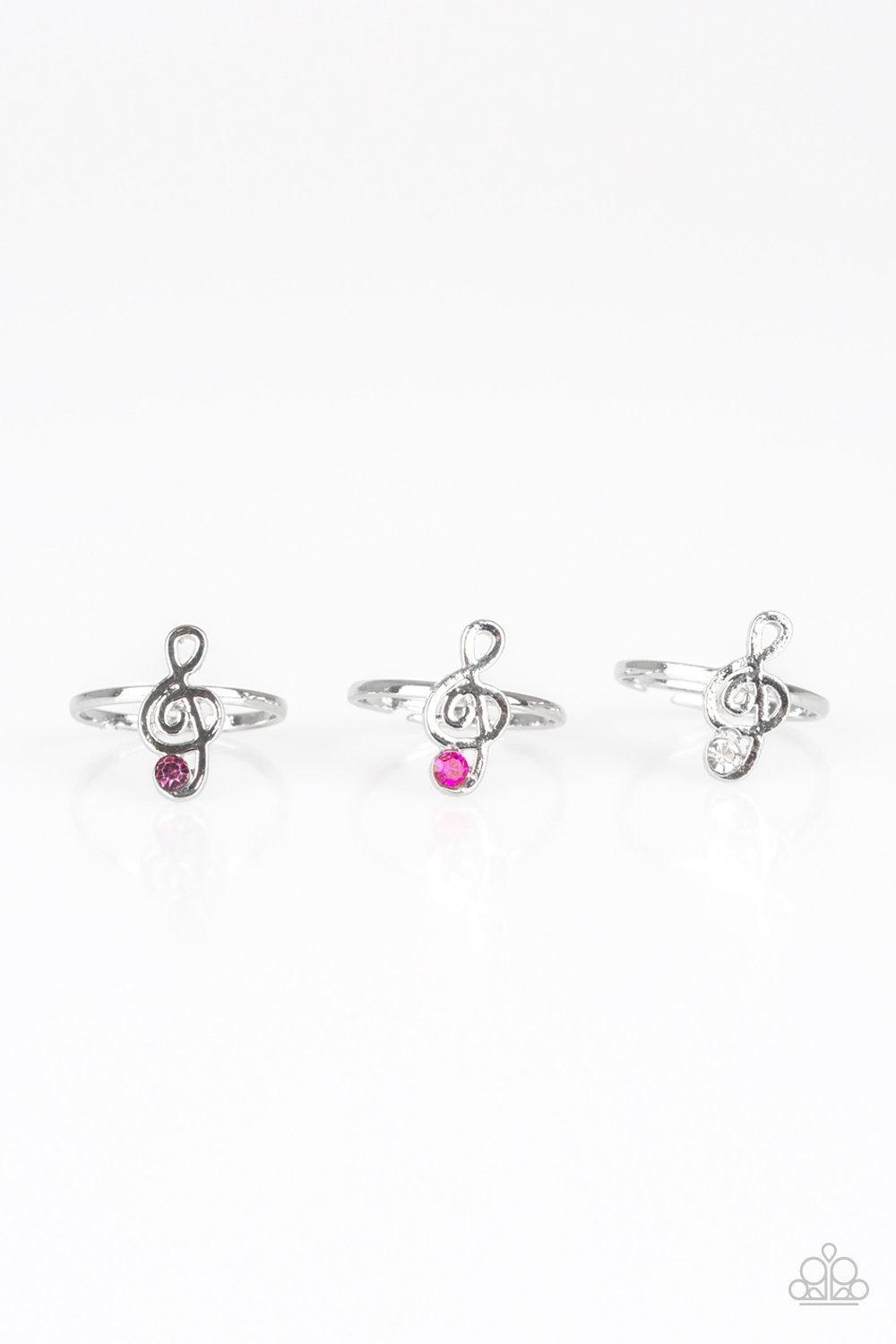 Starlet Shimmer Children's Treble Clef Rings - Paparazzi Accessories (set of 5) - Full set -CarasShop.com - Paparazzi Jewelry by Cara Jewels