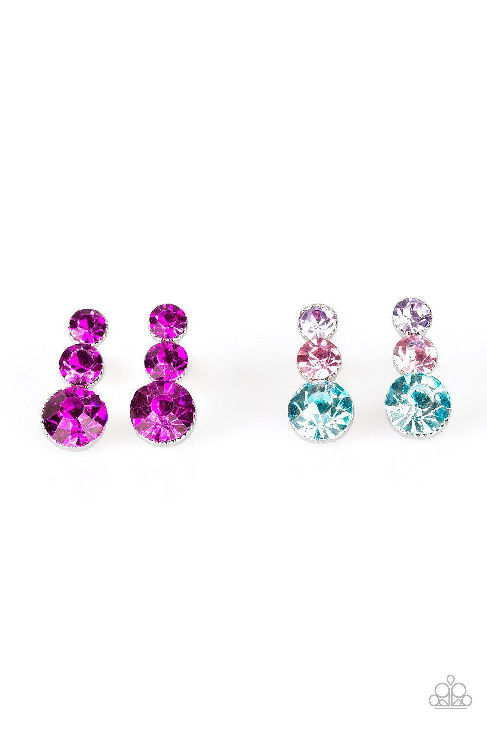 Starlet Shimmer Children's Triple Gem Post Earrings - Paparazzi Accessories (set of 5) - Full set -CarasShop.com - Paparazzi Jewelry by Cara Jewels