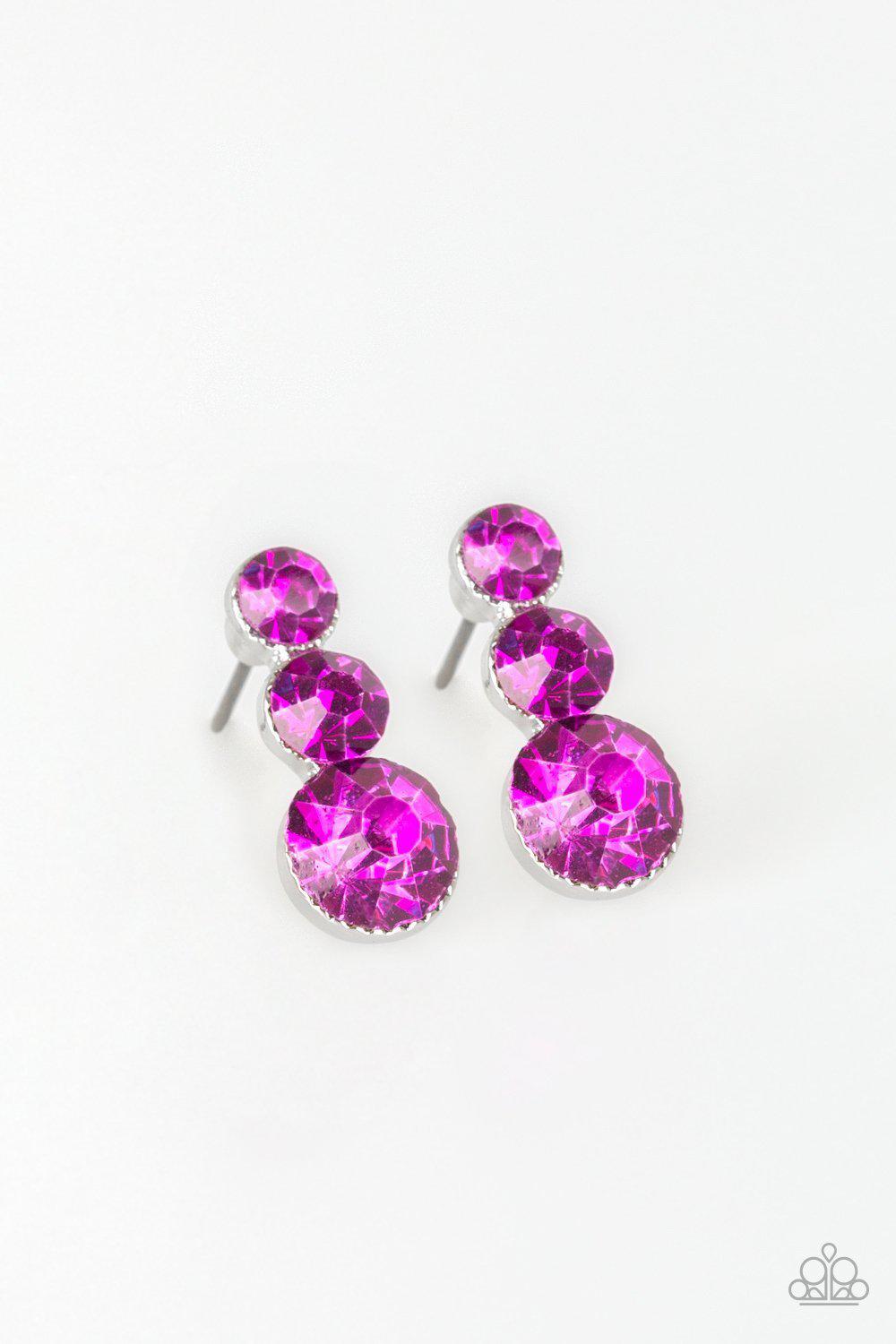 Starlet Shimmer Children's Triple Gem Post Earrings - Paparazzi Accessories (set of 5)- on model - CarasShop.com - Paparazzi Jewelry by Cara Jewels