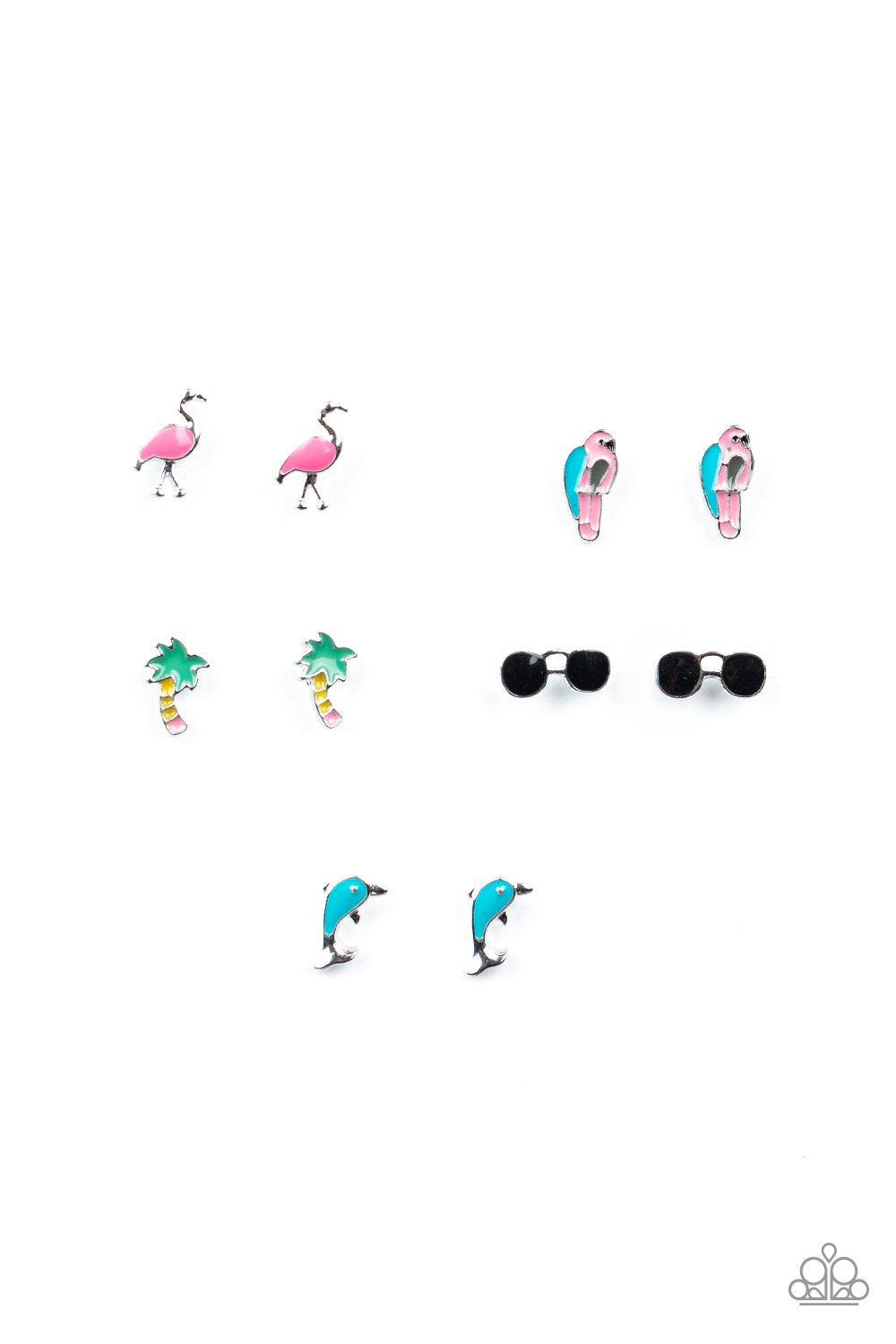 Starlet Shimmer Children's Tropical Theme Post Earrings v2 - Paparazzi Accessories (set of 5 pairs) - Full set -CarasShop.com - Paparazzi Jewelry by Cara Jewels