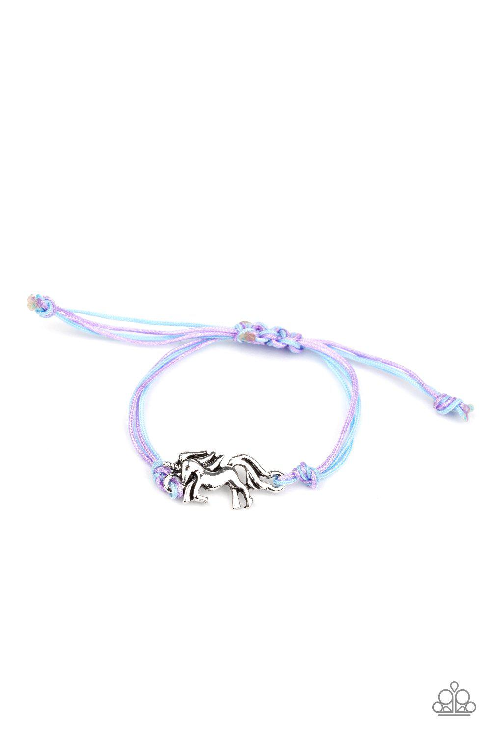 Starlet Shimmer Children's Unicorn Sliding Knot Bracelets - Paparazzi Accessories (set of 5)- on model - CarasShop.com - Paparazzi Jewelry by Cara Jewels