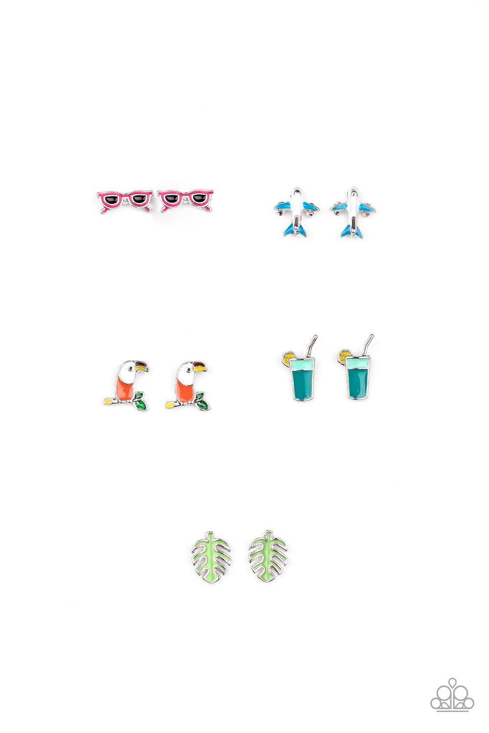 Starlet Shimmer Children's Vacay 2020 Theme Post Earrings - Paparazzi Accessories (set of 5 pairs) - Full set -CarasShop.com - Paparazzi Jewelry by Cara Jewels