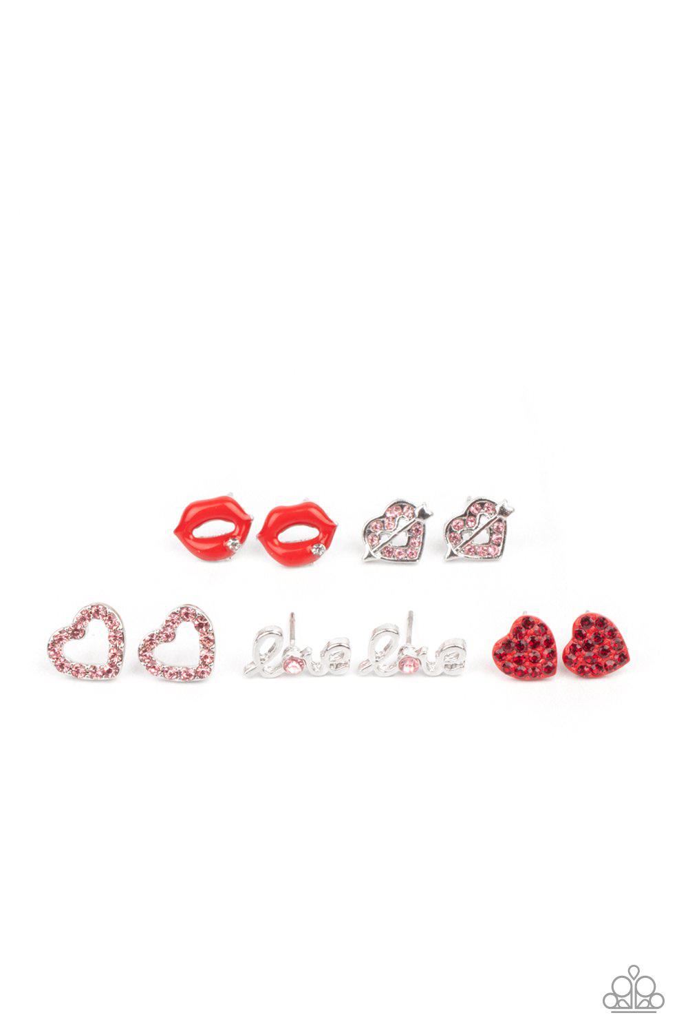 Starlet Shimmer Children's Valentine Rhinestone Post Earrings 2021 - Paparazzi Accessories (set of 5) - Full set -CarasShop.com - Paparazzi Jewelry by Cara Jewels