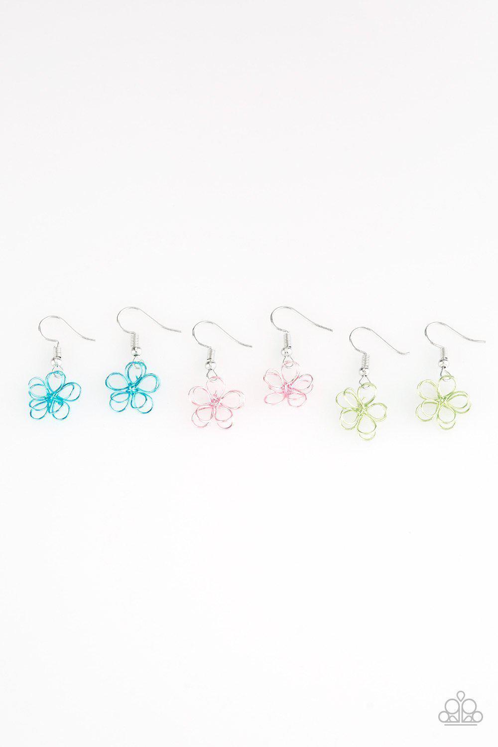 Starlet Shimmer Children's Wire Flower Earrings - Paparazzi Accessories (set of 5) - Full set -CarasShop.com - Paparazzi Jewelry by Cara Jewels