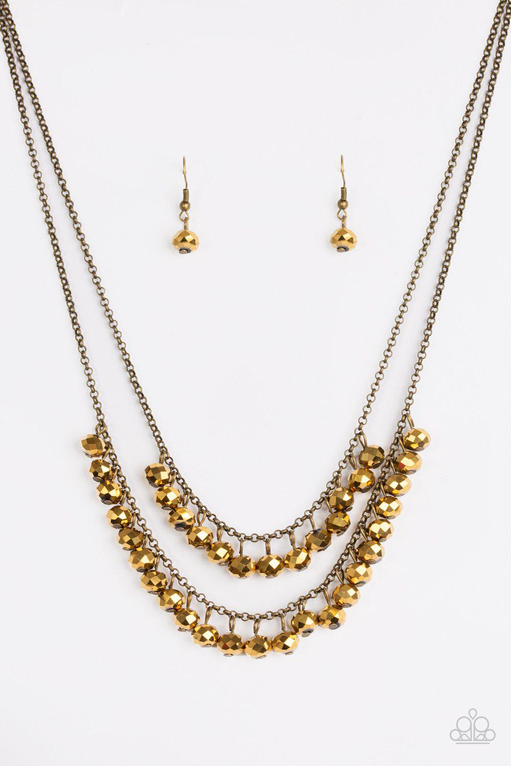 Starlight Sailing Brass Necklace - Paparazzi Accessories - free matching earrings -CarasShop.com - Paparazzi Jewelry by Cara Jewels