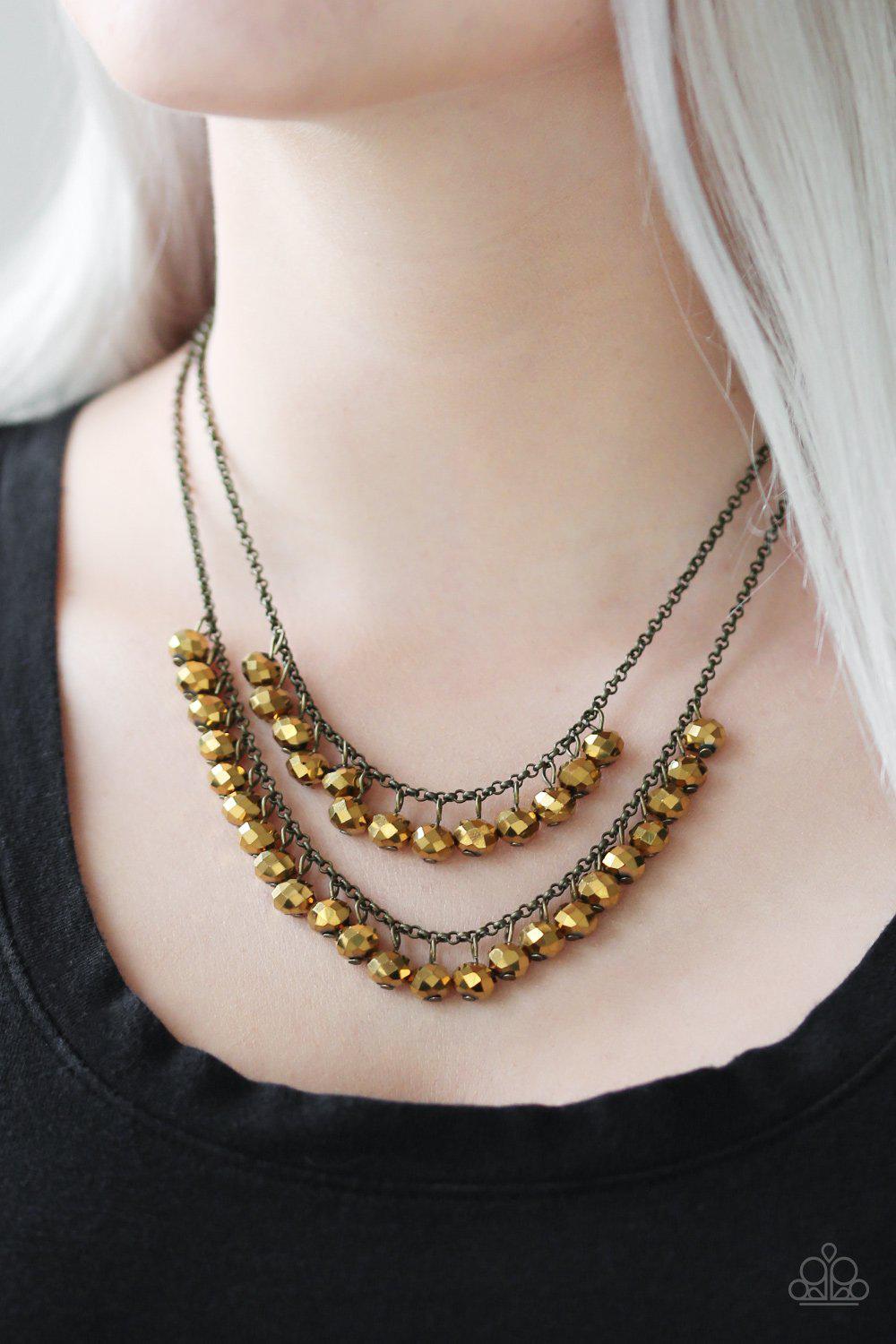 Starlight Sailing Brass Necklace - Paparazzi Accessories- lightbox - CarasShop.com - Paparazzi Jewelry by Cara Jewels