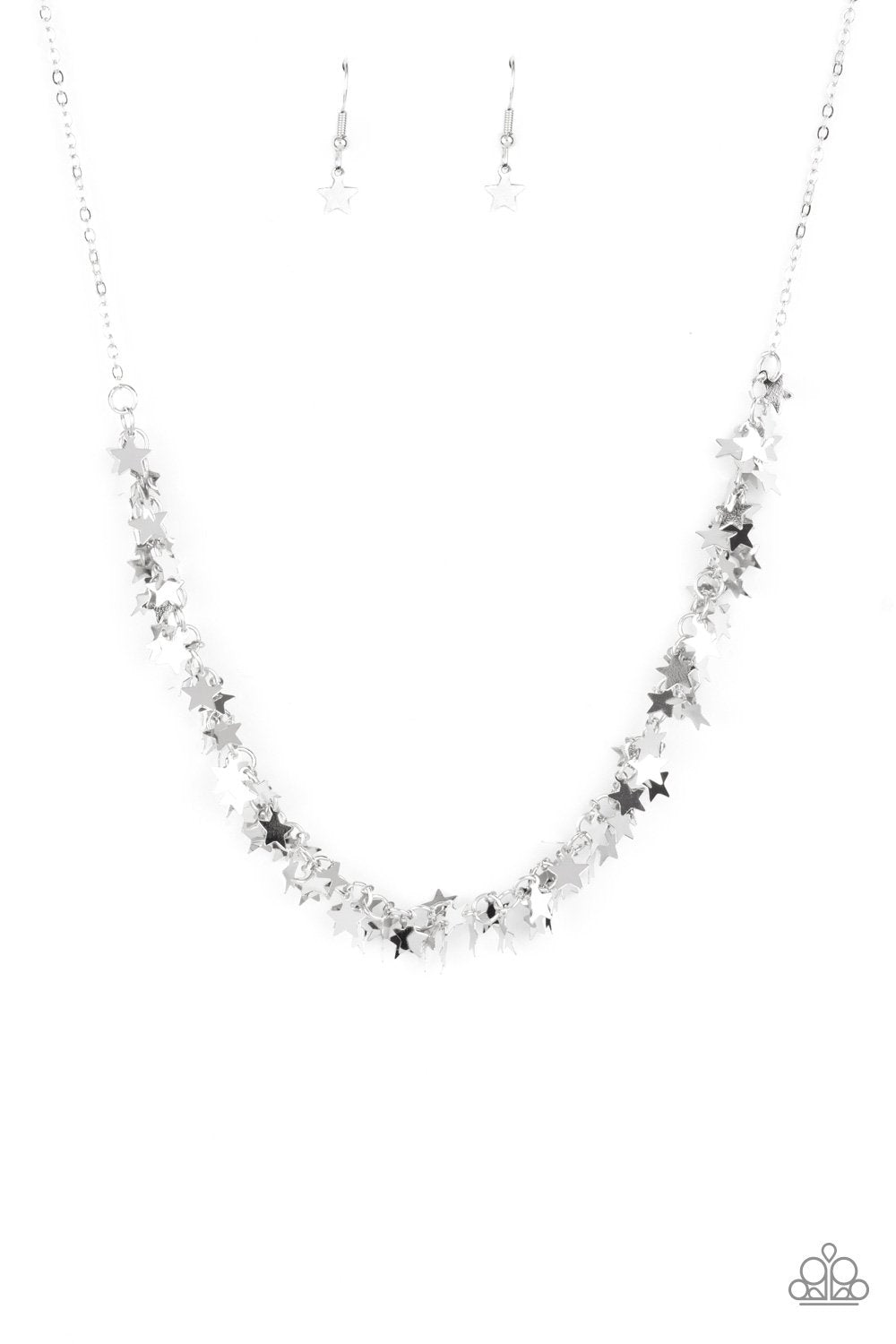 Starry Anthem Silver Star Necklace - Paparazzi Accessories- lightbox - CarasShop.com - Paparazzi Jewelry by Cara Jewels