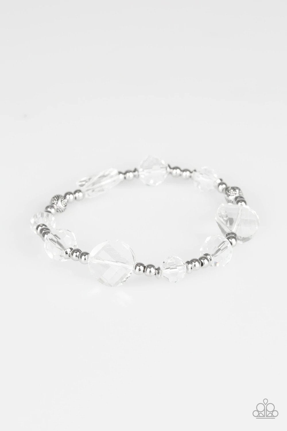 Starry-Eyed Elegance White Bracelet - Paparazzi Accessories- lightbox - CarasShop.com - Paparazzi Jewelry by Cara Jewels