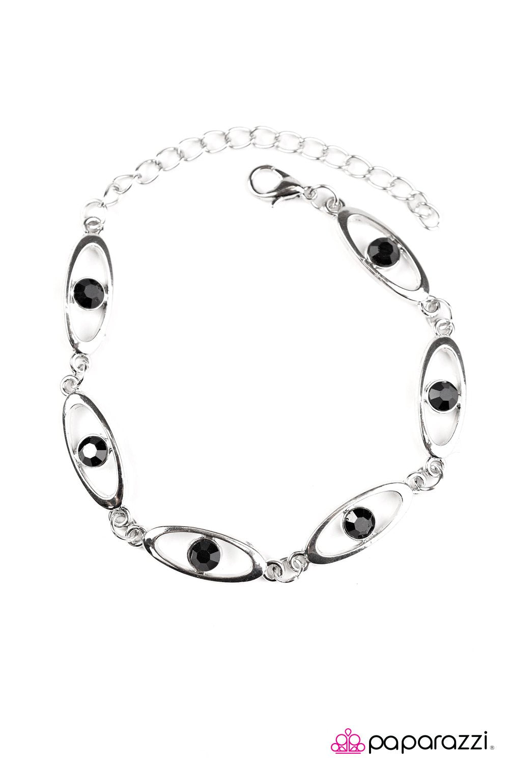 Starry Eyed Silver and Black Bracelet - Paparazzi Accessories- lightbox - CarasShop.com - Paparazzi Jewelry by Cara Jewels