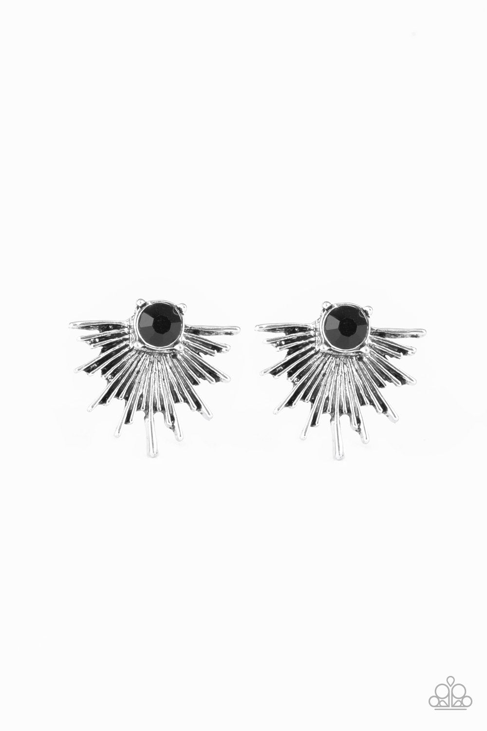 Starry Light Black Double-sided Post Earrings - Paparazzi Accessories- lightbox - CarasShop.com - Paparazzi Jewelry by Cara Jewels