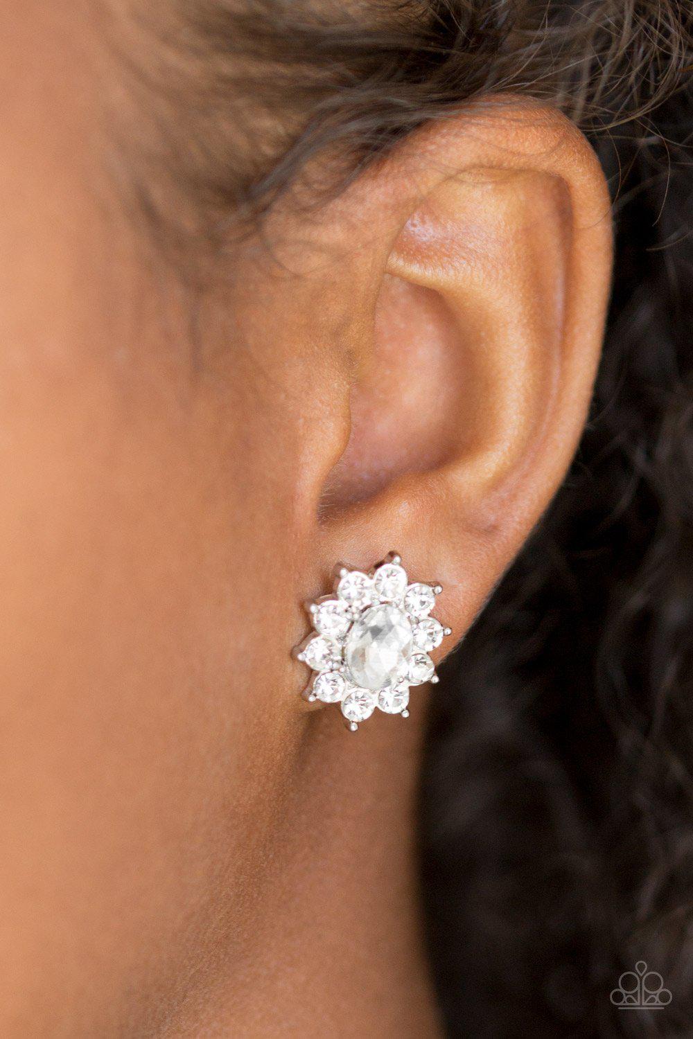 Starry Nights White Earrings - Paparazzi Accessories- lightbox - CarasShop.com - Paparazzi Jewelry by Cara Jewels