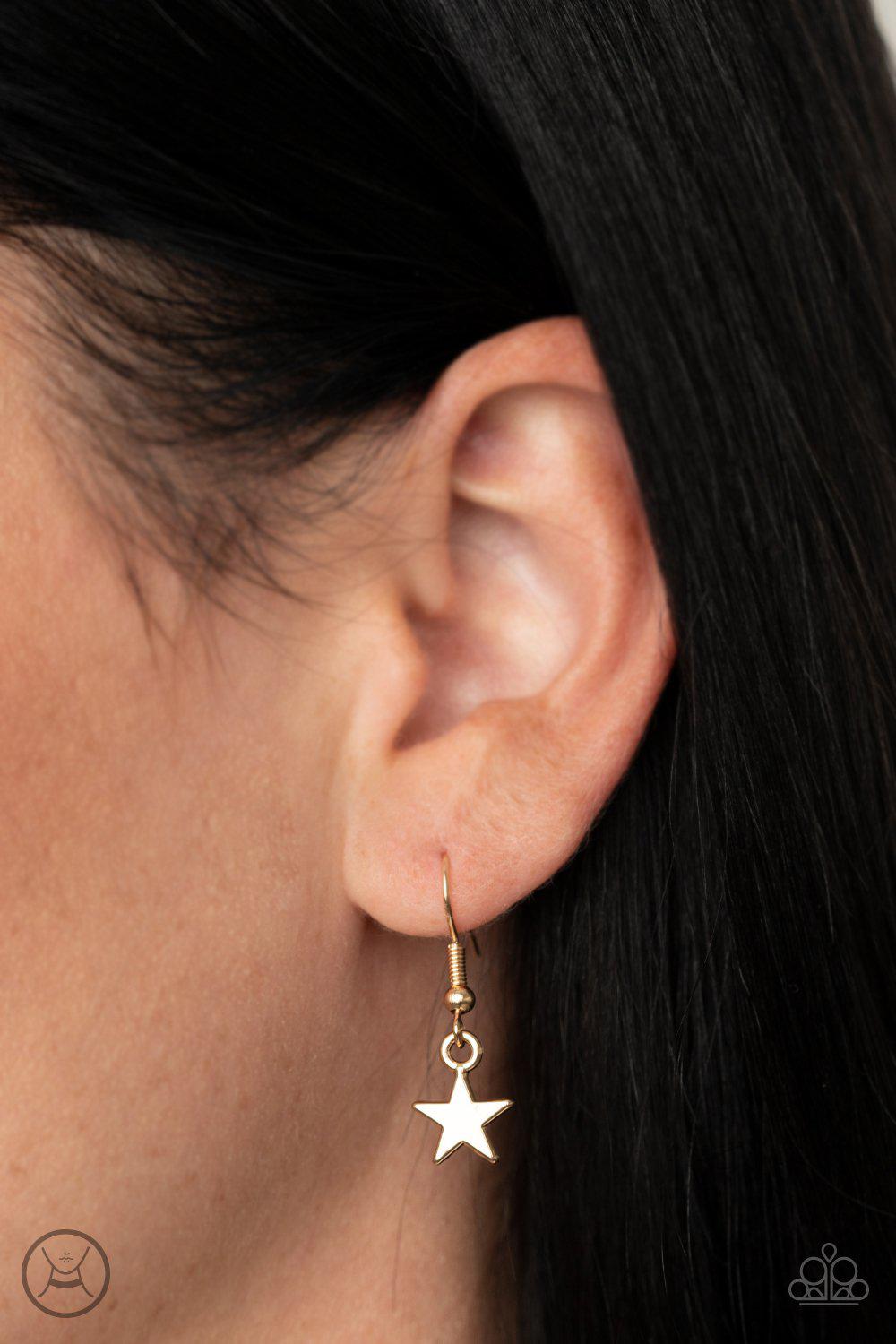 Starry Skies Gold Star Choker Necklace - Paparazzi Accessories - free matching earrings -CarasShop.com - Paparazzi Jewelry by Cara Jewels